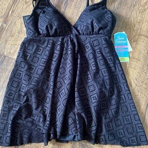 Swimsuit by Swim Solutions New With Tags Black One-Piece Size 8